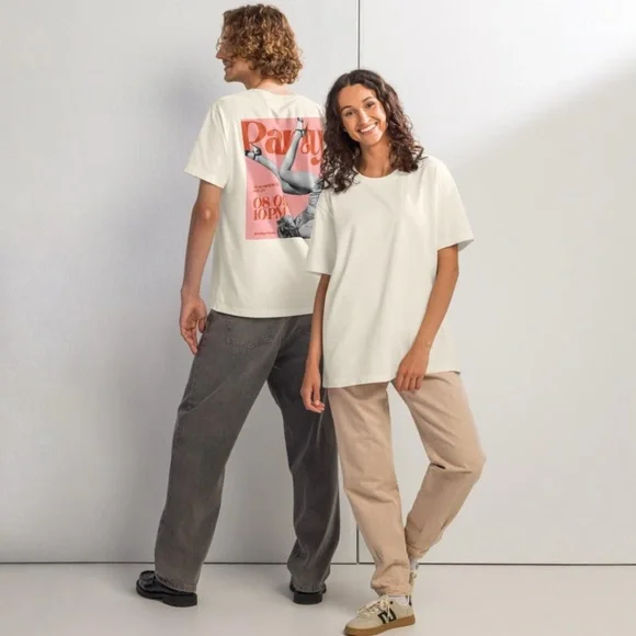 Oversized Graphic T-Shirt Party Print Back Unisex Streetwear Aesthetic Tee - Picture 2 of 7